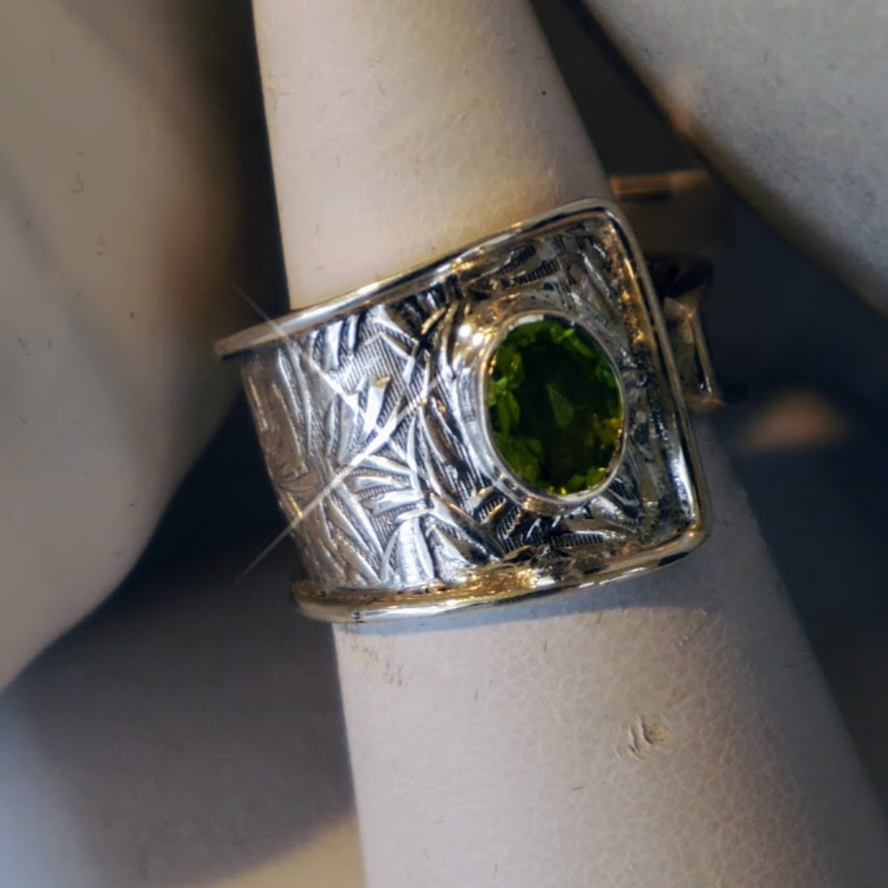 Peridot and Silver Ring